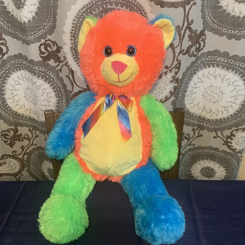 Toy Factory Multi Color Teddy Bear Sparkle Eyes Plush Stuffed Toy Animal 24"